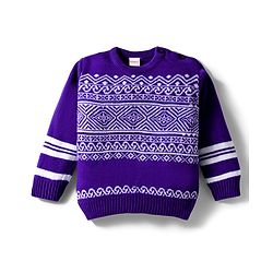 Babyhug Knit Full Sleeves Sweater Set with Fair Isle Design - Purple