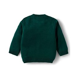 Babyhug Knitted Full Sleeves Sweater Set With Number Design - Dark Green