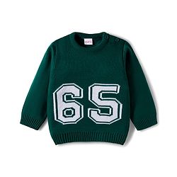 Babyhug Knitted Full Sleeves Sweater Set With Number Design - Dark Green