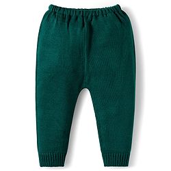 Babyhug Knitted Full Sleeves Sweater Set With Number Design - Dark Green