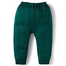 Babyhug Knitted Full Sleeves Sweater Set With Number Design - Dark Green