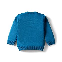 Babyhug Knit Full Sleeves Sweater Set with Christmas Fair Isle Design - Teal Blue