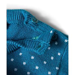 Babyhug Knit Full Sleeves Sweater Set with Christmas Fair Isle Design - Teal Blue