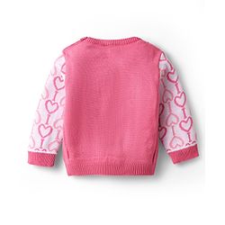Babyhug Knitted Full Sleeves Sweater Set with Hearts Design - Dark Pink