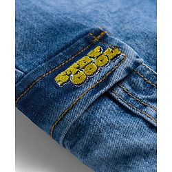 Babyhug Full Length Denim Jeans With Stretch & Text Embroidery - Blue
