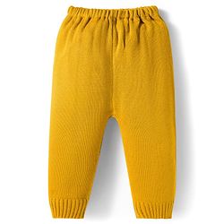 Babyhug Knitted Full Sleeves Striped Sweater Set - Mustard & Rust Orange