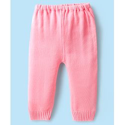 Babyhug Knitted Full Sleeves Sweater Set With Butterfly Design - White & Pink