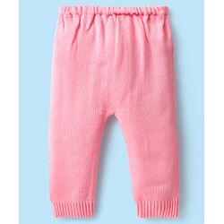 Babyhug Knitted Full Sleeves Sweater Set With Butterfly Design - White & Pink
