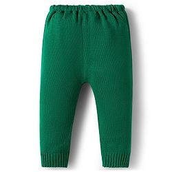 Babyhug Knitted Full Sleeves Sweater Set With Floral Design - Blue & Green