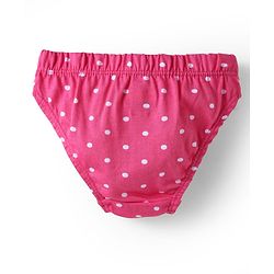 Babyhug 100% Cotton Single Jersey Knit Panties With Floral Print & Polka Dots Pack Of 3 - Pink White & Purple