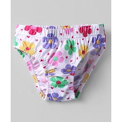 Babyhug 100% Cotton Single Jersey Knit Panties With Floral Print & Polka Dots Pack Of 3 - Pink White & Purple