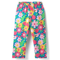 Babyhug Cotton Knit Half Sleeves Co-ords Front Open Night Suit With Floral Print - Multicolour