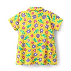 Babyhug Cotton Knit Half Sleeves Co-ords Night Suit with Floral Print - Yellow