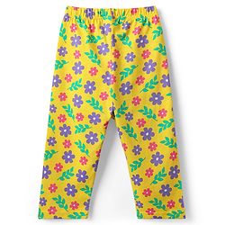 Babyhug Cotton Knit Half Sleeves Co-ords Night Suit with Floral Print - Yellow