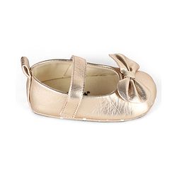 Cute Walk by Babyhug Velcro Closure Booties With Bow Applique - Golden
