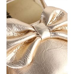 Cute Walk by Babyhug Velcro Closure Booties With Bow Applique - Golden