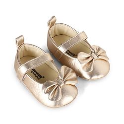 Cute Walk by Babyhug Velcro Closure Booties With Bow Applique - Golden