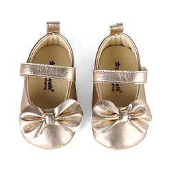 Cute Walk by Babyhug Velcro Closure Booties With Bow Applique - Golden