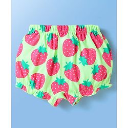Babyhug 100% Cotton Fruits Printed Bloomers Pack Of 3 - Dark Pink Orange & Green