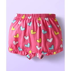 Babyhug 100% Cotton Bloomers With Stripes & Animal Prints Pack Of 3 - Dark Pink Yellow & Light Blue