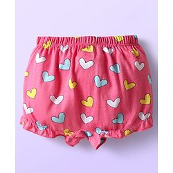 Babyhug 100% Cotton Bloomers With Stripes & Animal Prints Pack Of 3 - Dark Pink Yellow & Light Blue