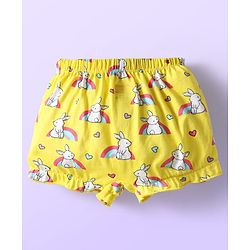 Babyhug 100% Cotton Bloomers With Stripes & Animal Prints Pack Of 3 - Dark Pink Yellow & Light Blue