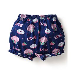 Babyhug 100% Cotton Knit Bloomers with Love & Cup Cake Print Pack of 3 - Pink & Navy Blue