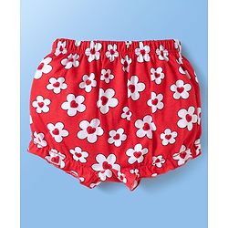 Babyhug 100% Cotton Floral & Hearts Printed Bloomers Pack Of 3 - Red Navy Blue & White