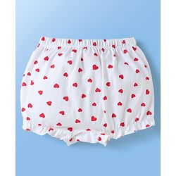 Babyhug 100% Cotton Floral & Hearts Printed Bloomers Pack Of 3 - Red Navy Blue & White