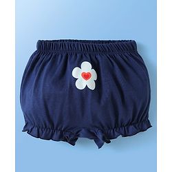 Babyhug 100% Cotton Floral & Hearts Printed Bloomers Pack Of 3 - Red Navy Blue & White