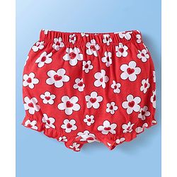 Babyhug 100% Cotton Floral & Hearts Printed Bloomers Pack Of 3 - Red Navy Blue & White