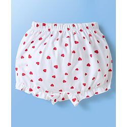 Babyhug 100% Cotton Floral & Hearts Printed Bloomers Pack Of 3 - Red Navy Blue & White