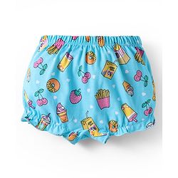 Babyhug 100% Cotton Single Jersey Knit Bloomers With Heart & Tropical Theme Print Pack Of 3 - Yellow Pink & Light Blue