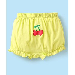 Babyhug 100% Cotton Single Jersey Knit Bloomers With Heart & Tropical Theme Print Pack Of 3 - Pink White & Lime Green