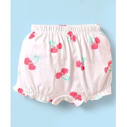 Babyhug 100% Cotton Single Jersey Knit Bloomers With Heart & Tropical Theme Print Pack Of 3 - Pink White & Lime Green