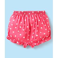 Babyhug 100% Cotton Single Jersey Knit Bloomers With Heart & Tropical Theme Print Pack Of 3 - Pink White & Lime Green