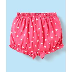 Babyhug 100% Cotton Single Jersey Knit Bloomers With Heart & Tropical Theme Print Pack Of 3 - Pink White & Lime Green