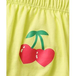 Babyhug 100% Cotton Single Jersey Knit Bloomers With Heart & Tropical Theme Print Pack Of 3 - Pink White & Lime Green