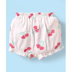 Babyhug 100% Cotton Single Jersey Knit Bloomers With Heart & Tropical Theme Print Pack Of 3 - Pink White & Lime Green