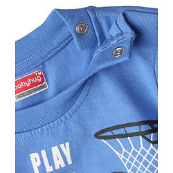 Babyhug Cotton Knit Full Sleeves Night Suit With Tiger & Basketball Print - Blue
