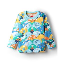 Babyhug Cotton Knit Full Sleeves Co-Ord Night Suit With Dino Print - Multicolor