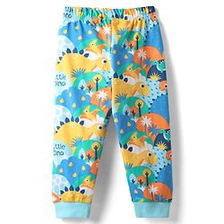 Babyhug Cotton Knit Full Sleeves Co-Ord Night Suit With Dino Print - Multicolor