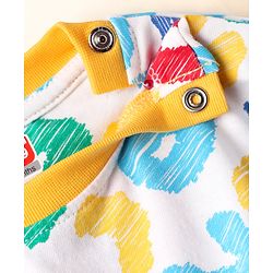 Babyhug Cotton Knit Full Sleeves Printed Co-Ord Night Suit - White
