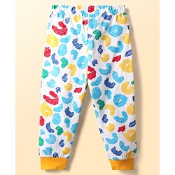 Babyhug Cotton Knit Full Sleeves Printed Co-Ord Night Suit - White