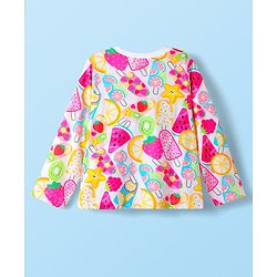 Babyhug Cotton Knit Full Sleeves Co-ords Night Suit With Tropical Theme & Heart Print Pack Of 2 - Pink & White