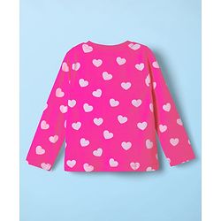 Babyhug Cotton Knit Full Sleeves Co-ords Night Suit With Tropical Theme & Heart Print Pack Of 2 - Pink & White