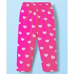 Babyhug Cotton Knit Full Sleeves Co-ords Night Suit With Tropical Theme & Heart Print Pack Of 2 - Pink & White