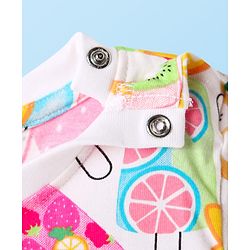 Babyhug Cotton Knit Full Sleeves Co-ords Night Suit With Tropical Theme & Heart Print Pack Of 2 - Pink & White