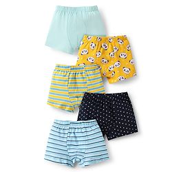 Babyhug 100% Cotton Single Jersey Knit Trunk with Panda Print & Stripe Design Pack of 5 - Multicolor