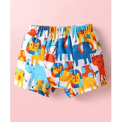 Babyhug 100% Cotton Above Knee Length Animal Printed & Striped Trunk Pack Of 3 - Blue Orange & Light Blue